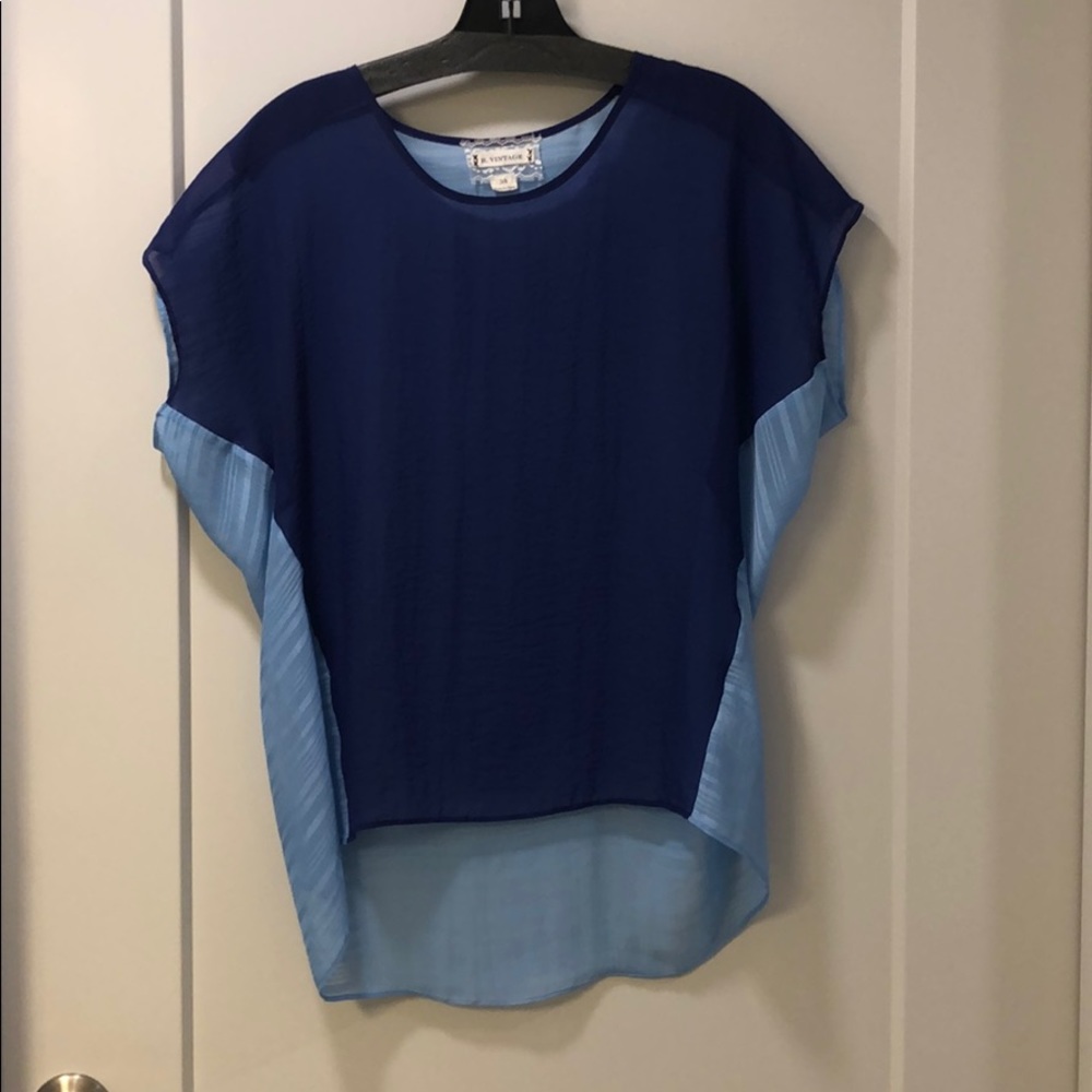 Sheer two-toned blue blouse